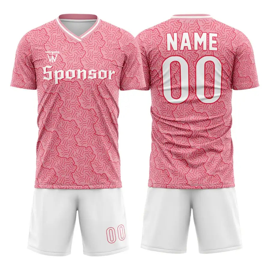 Custom Pink Puzzle Team Soccer Jersey Uniform Set