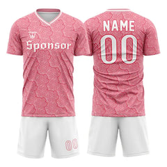 Custom Pink Puzzle Team Soccer Jersey Uniform Set