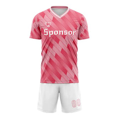 Custom Pink Strip Team Soccer Jersey Uniform Set