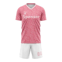 Custom Pink Puzzle Team Soccer Jersey Uniform Set