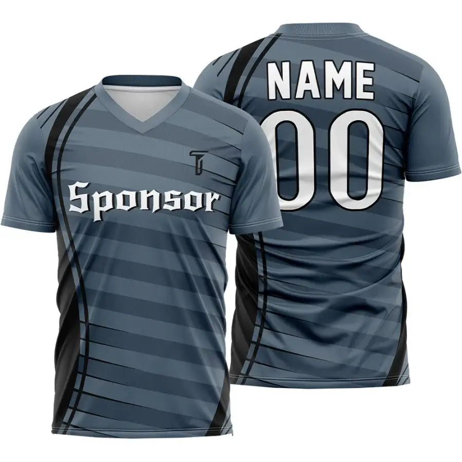 Custom Grey Stripes Team Soccer Jersey