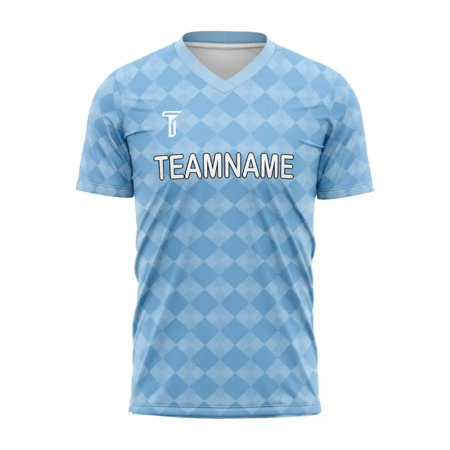 Custom Blue Checkerboard Team Soccer Jersey