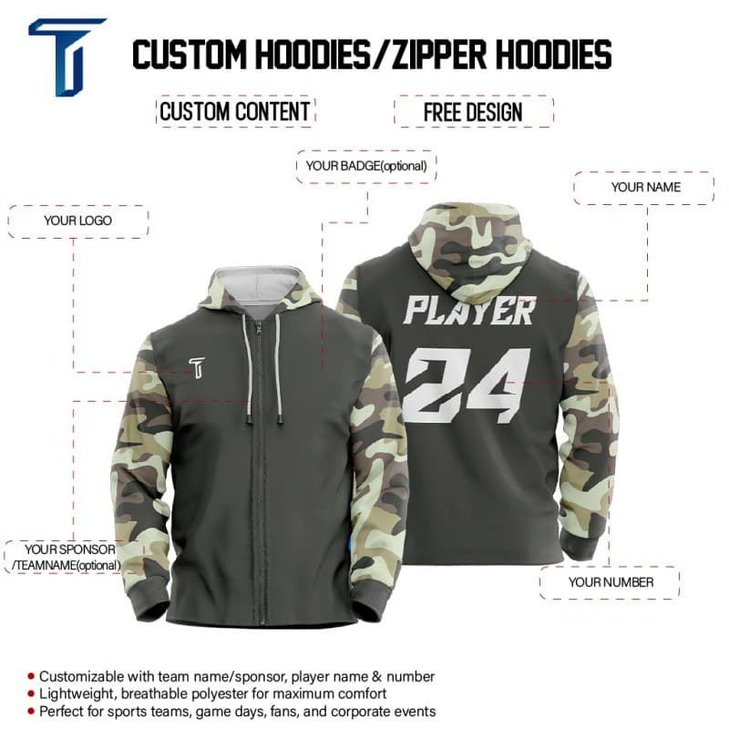 Custom Camo Loose Fit Zipper Cardigan Hoodie Sweatshirt