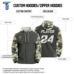 Custom Camo Loose Fit Zipper Cardigan Hoodie Sweatshirt
