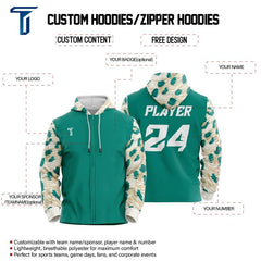 Custom Green Leopard Loose Fit Zipper Cardigan Hoodie Sweatshirt