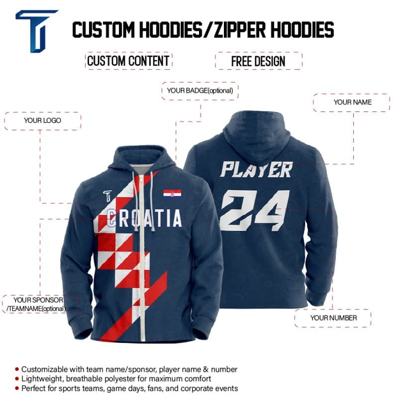 Custom Checkered Blue Loose Fit Zipper Cardigan Hoodie Sweatshirt