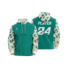 Custom Green Leopard Loose Fit Zipper Cardigan Hoodie Sweatshirt