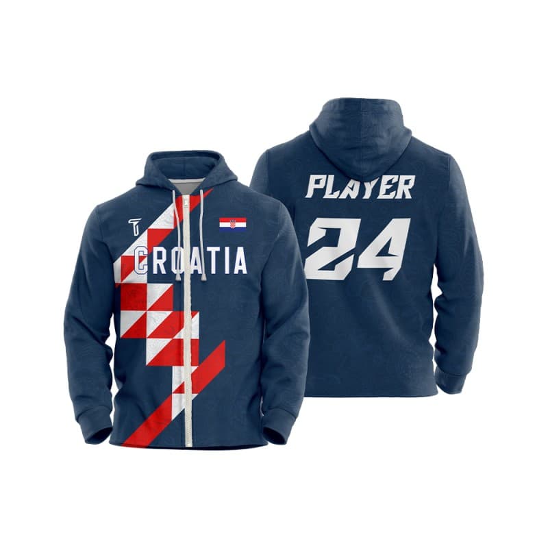 Custom Checkered Blue Loose Fit Zipper Cardigan Hoodie Sweatshirt