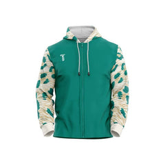 Custom Green Leopard Loose Fit Zipper Cardigan Hoodie Sweatshirt