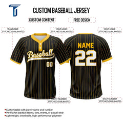 Black Pinstripe Custom Two-Button Baseball Jersey