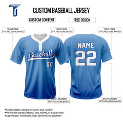 Cobalt Blue Custom Two-Button Baseball Jersey