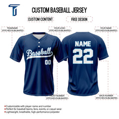 ST Patrick's Blue Custom Two-Button Baseball Jersey