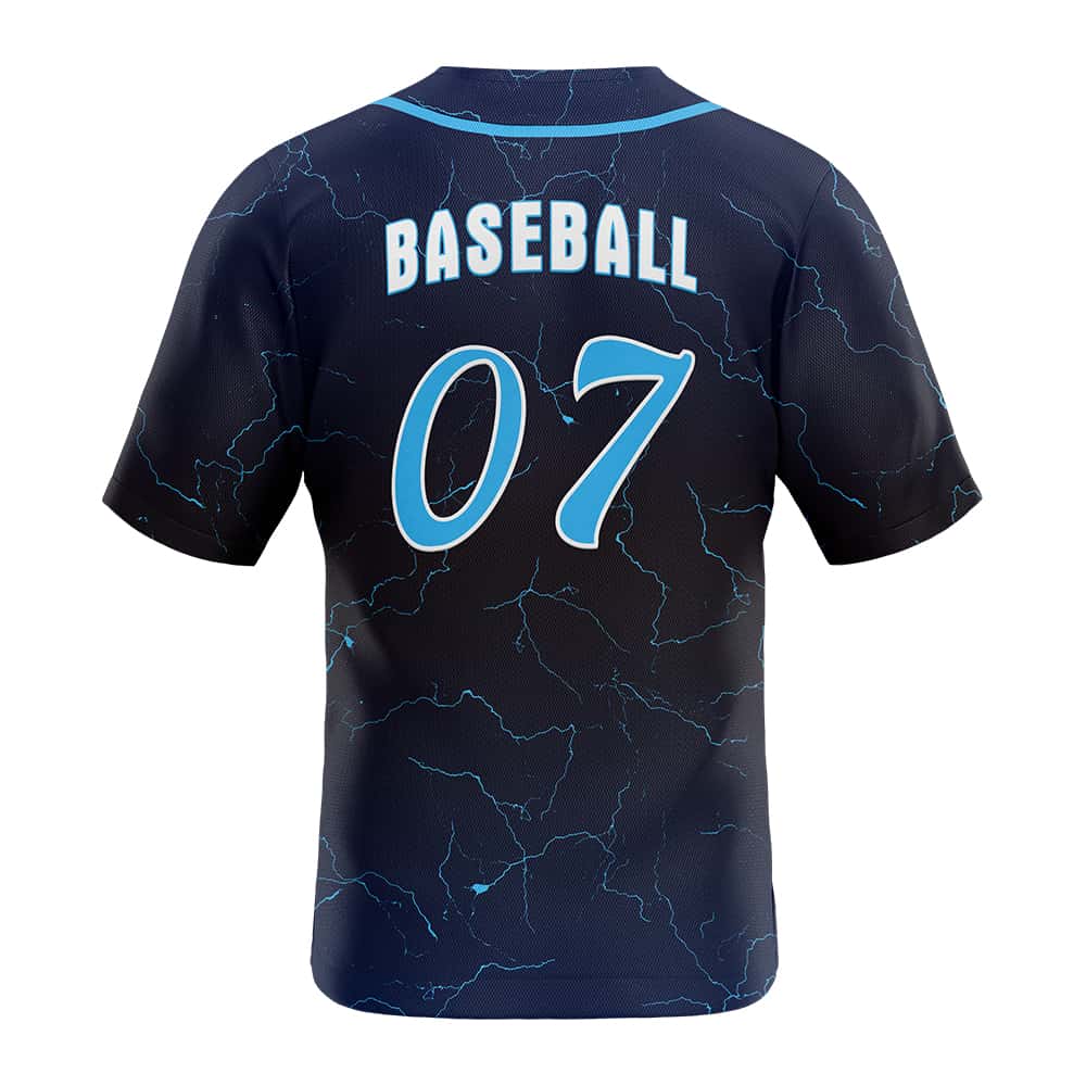 Marble Blue Custom Full Button Baseball Jersey