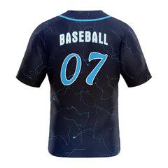 Marble Blue Custom Full Button Baseball Jersey