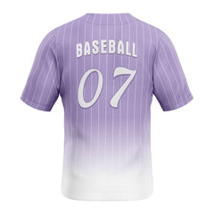 Lilac Gradient Pinstripe Custom Full Button Baseball Jersey