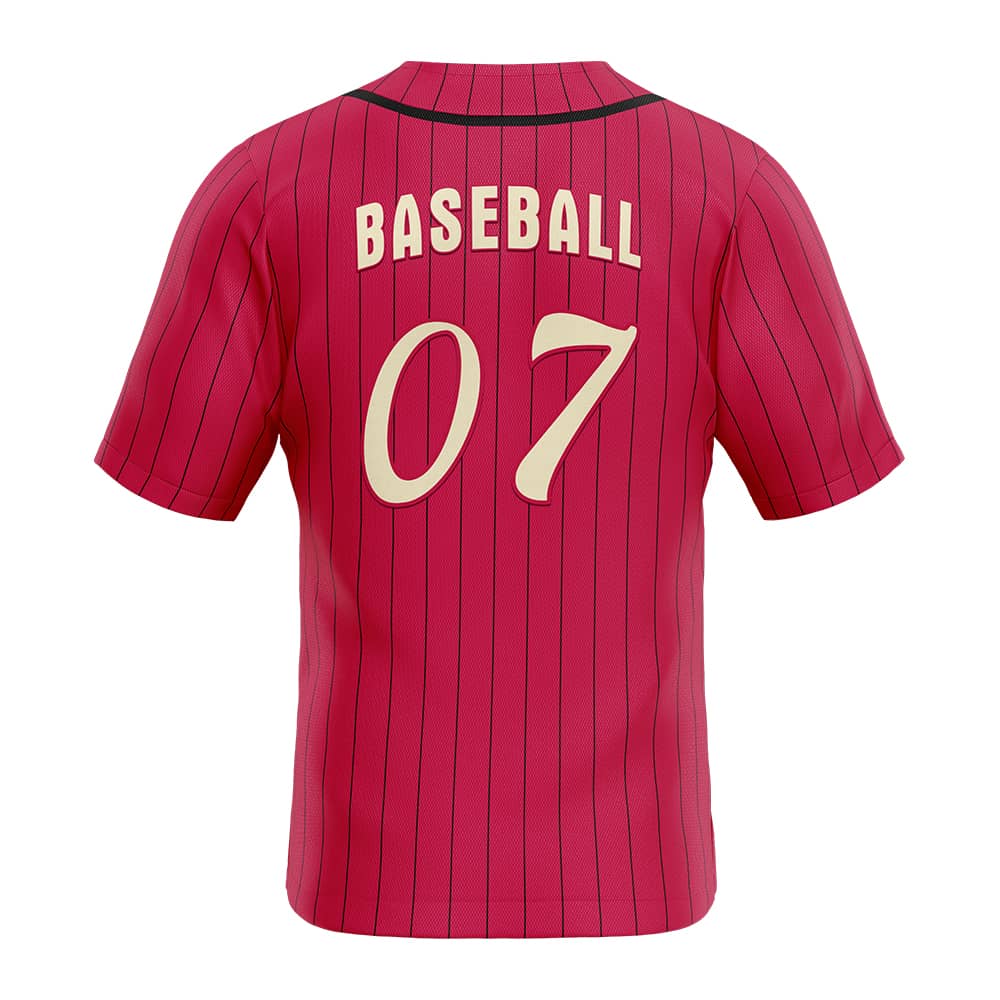 Red Retro Pinstripe Custom Full Button Baseball Jersey