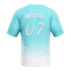 Teal Gradient Pinstripe Custom Full Button Baseball Jersey