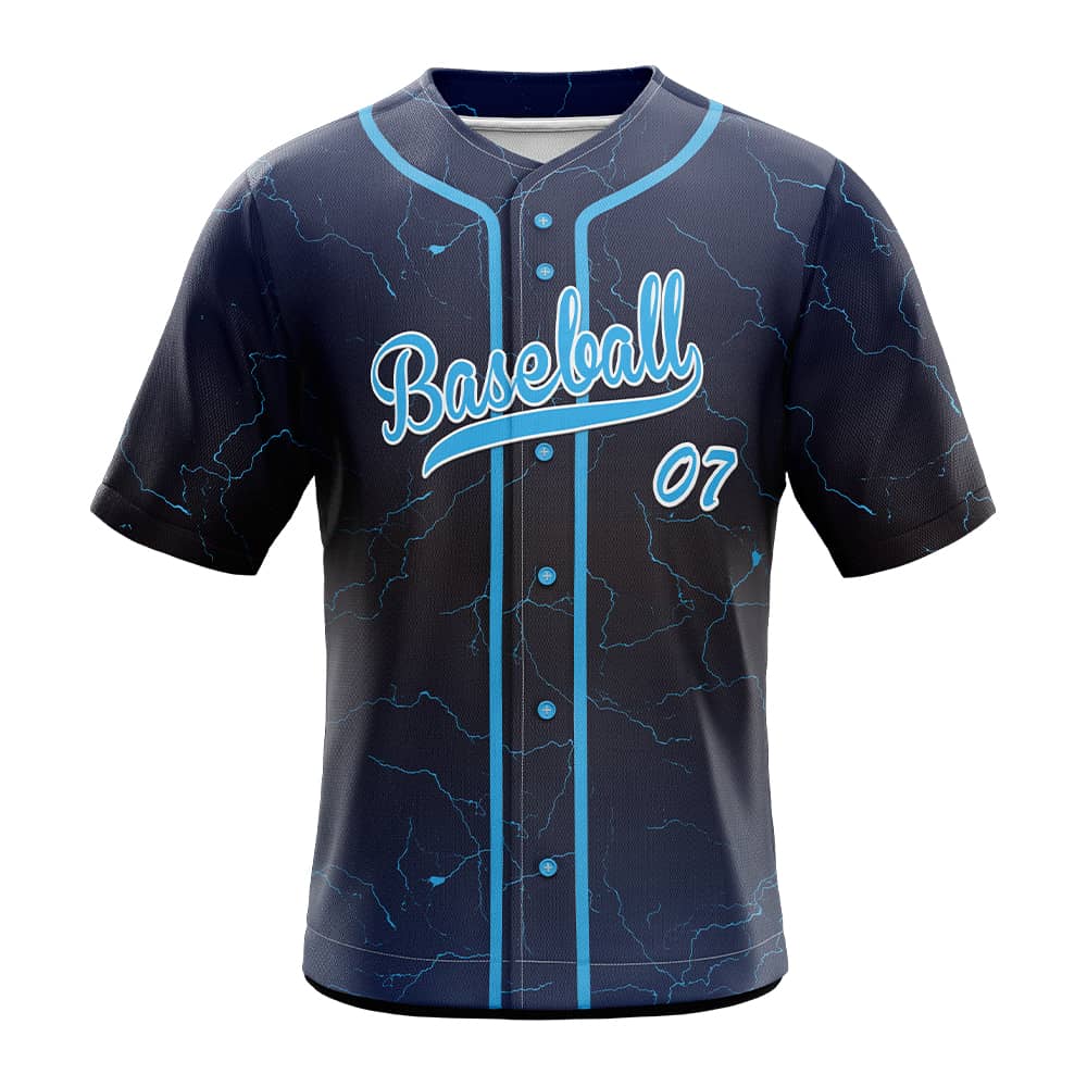 Marble Blue Custom Full Button Baseball Jersey