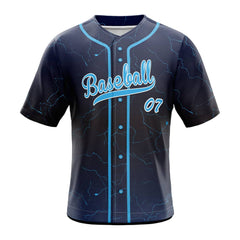 Marble Blue Custom Full Button Baseball Jersey
