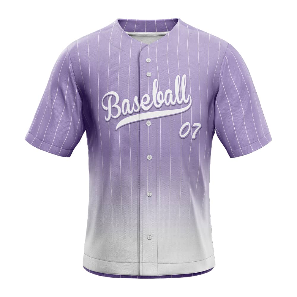 Lilac Gradient Pinstripe Custom Full Button Baseball Jersey