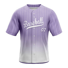 Lilac Gradient Pinstripe Custom Full Button Baseball Jersey