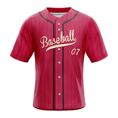 Red Retro Pinstripe Custom Full Button Baseball Jersey