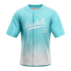 Teal Gradient Pinstripe Custom Full Button Baseball Jersey