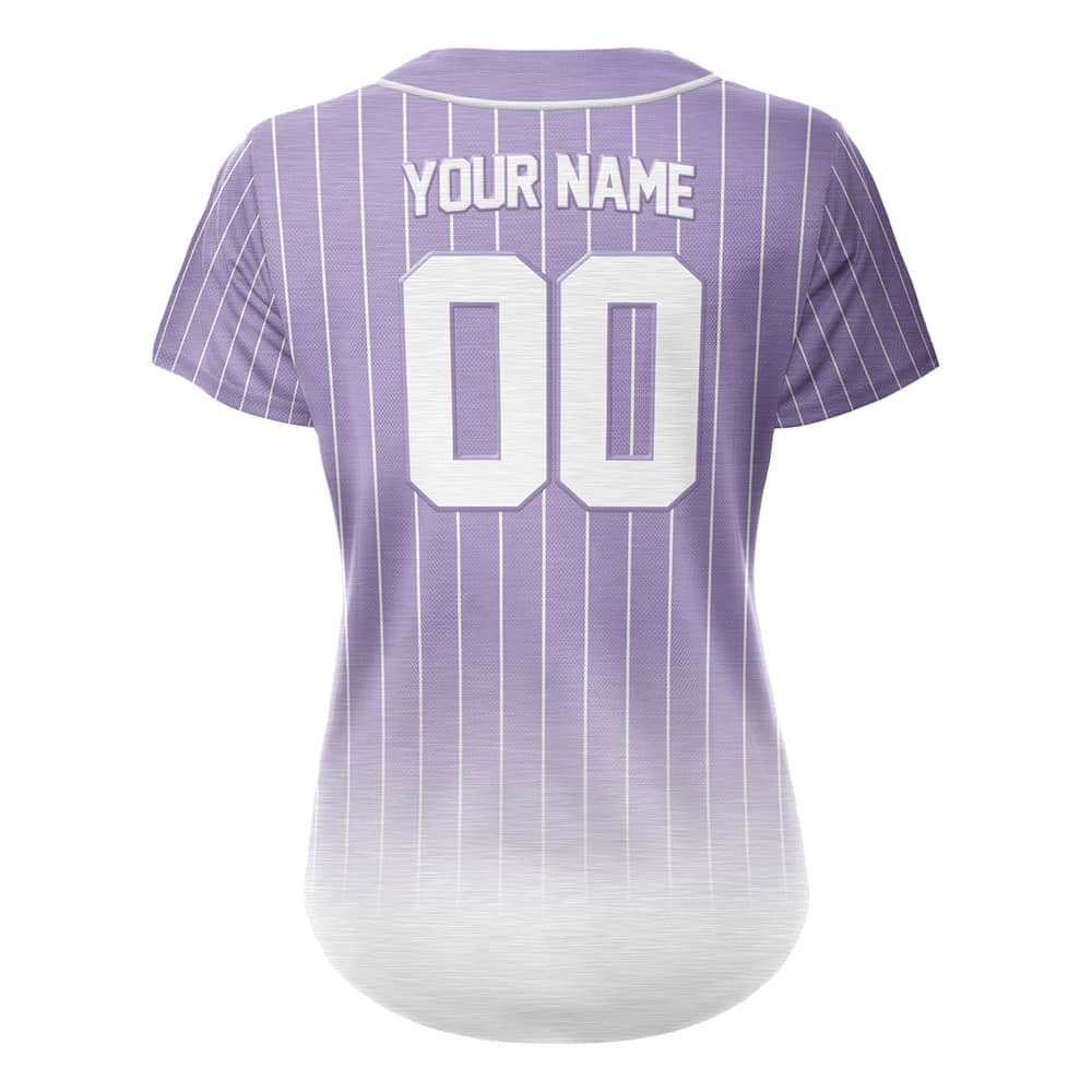 Lilac Gradient Pinstripe Custom Full Button Baseball Jersey for Women