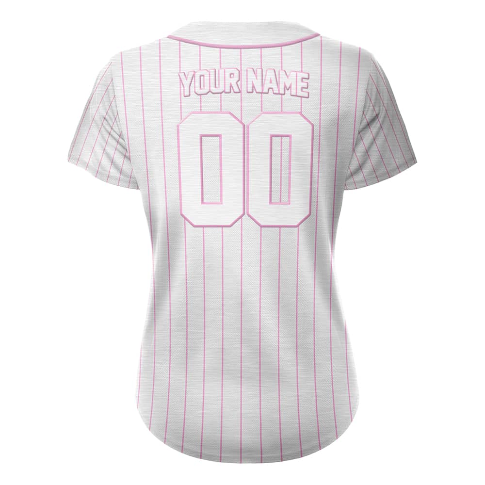 Pink Pinstripe Custom Full Button Baseball Jersey for Women