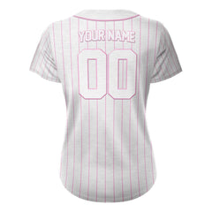 Pink Pinstripe Custom Full Button Baseball Jersey for Women