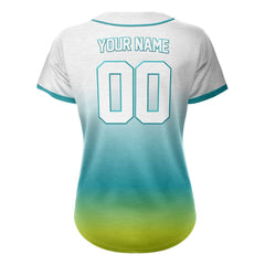 Kelly-Pine Green Gradient Custom Full Button Baseball Jersey for Women
