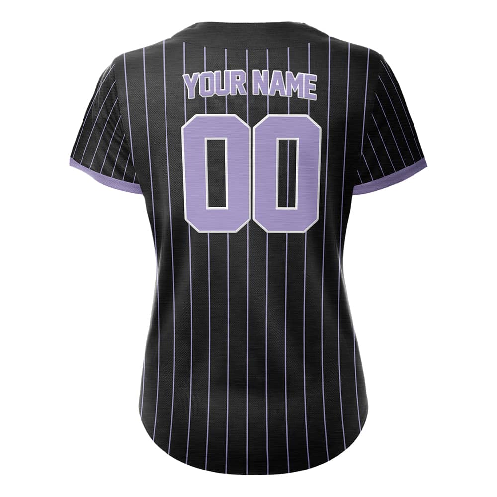 Lilac Pinstripe Custom Full Button Baseball Jersey for Women