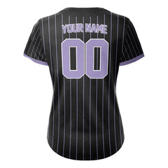 Lilac Pinstripe Custom Full Button Baseball Jersey for Women
