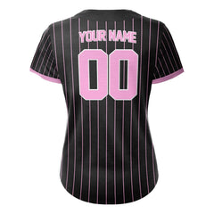 Blush Pinstripe Custom Full Button Baseball Jersey for Women