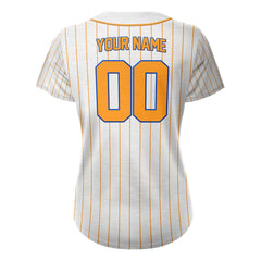 Mustard Pinstripe Custom Full Button Baseball Jersey for Women