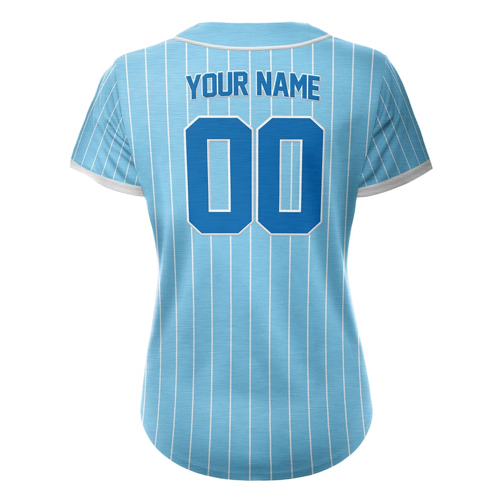 Blue Pinstripe Custom Full Button Baseball Jersey for Women