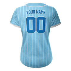Blue Pinstripe Custom Full Button Baseball Jersey for Women