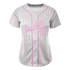 Pink Pinstripe Custom Full Button Baseball Jersey for Women