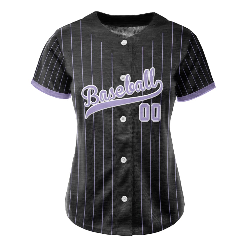 Lilac Pinstripe Custom Full Button Baseball Jersey for Women