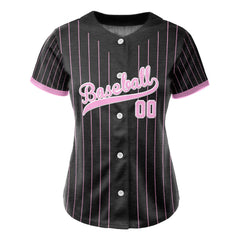 Blush Pinstripe Custom Full Button Baseball Jersey for Women