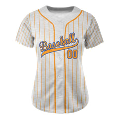 Mustard Pinstripe Custom Full Button Baseball Jersey for Women