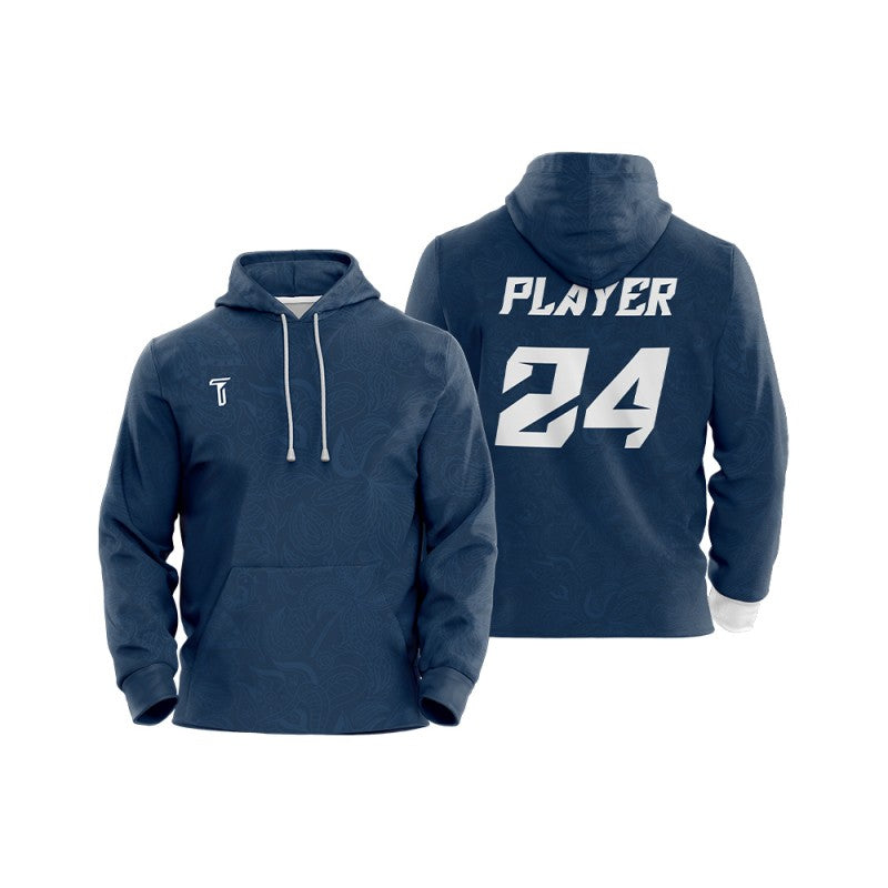 Custom Blue Leaves Loose-Fit Pullover Hoodie Sweatshirt