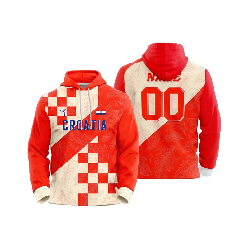 Custom Checkered Leaves Loose-Fit Pullover Hoodie Sweatshirt