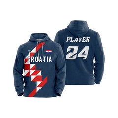 Custom Checkered Blue Loose-Fit Pullover Hoodie Sweatshirt