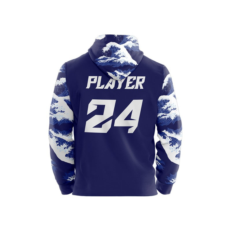 Custom Waves Loose-Fit Pullover Hoodie Sweatshirt