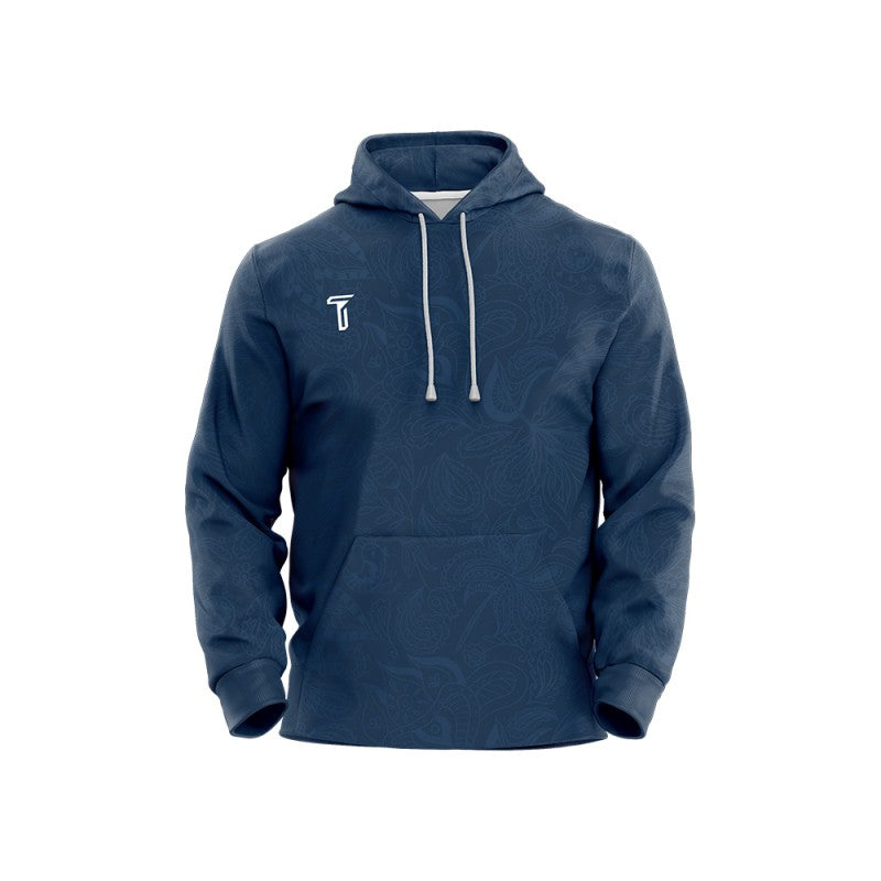Custom Blue Leaves Loose-Fit Pullover Hoodie Sweatshirt