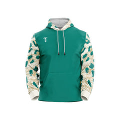 Custom Green Leopard Loose-Fit Pullover Hoodie Sweatshirt