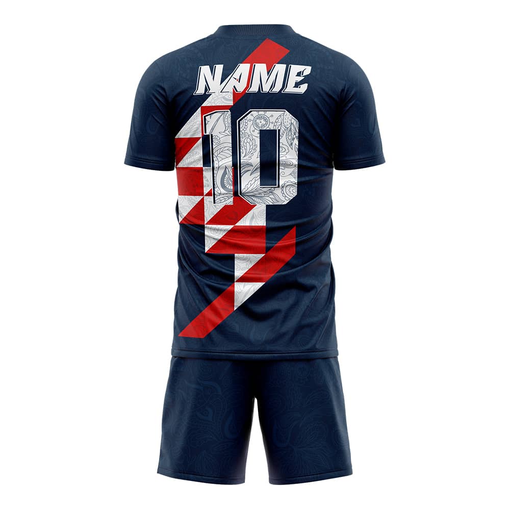 Checkered Blue Custom Team Soccer Jersey Uniform Set