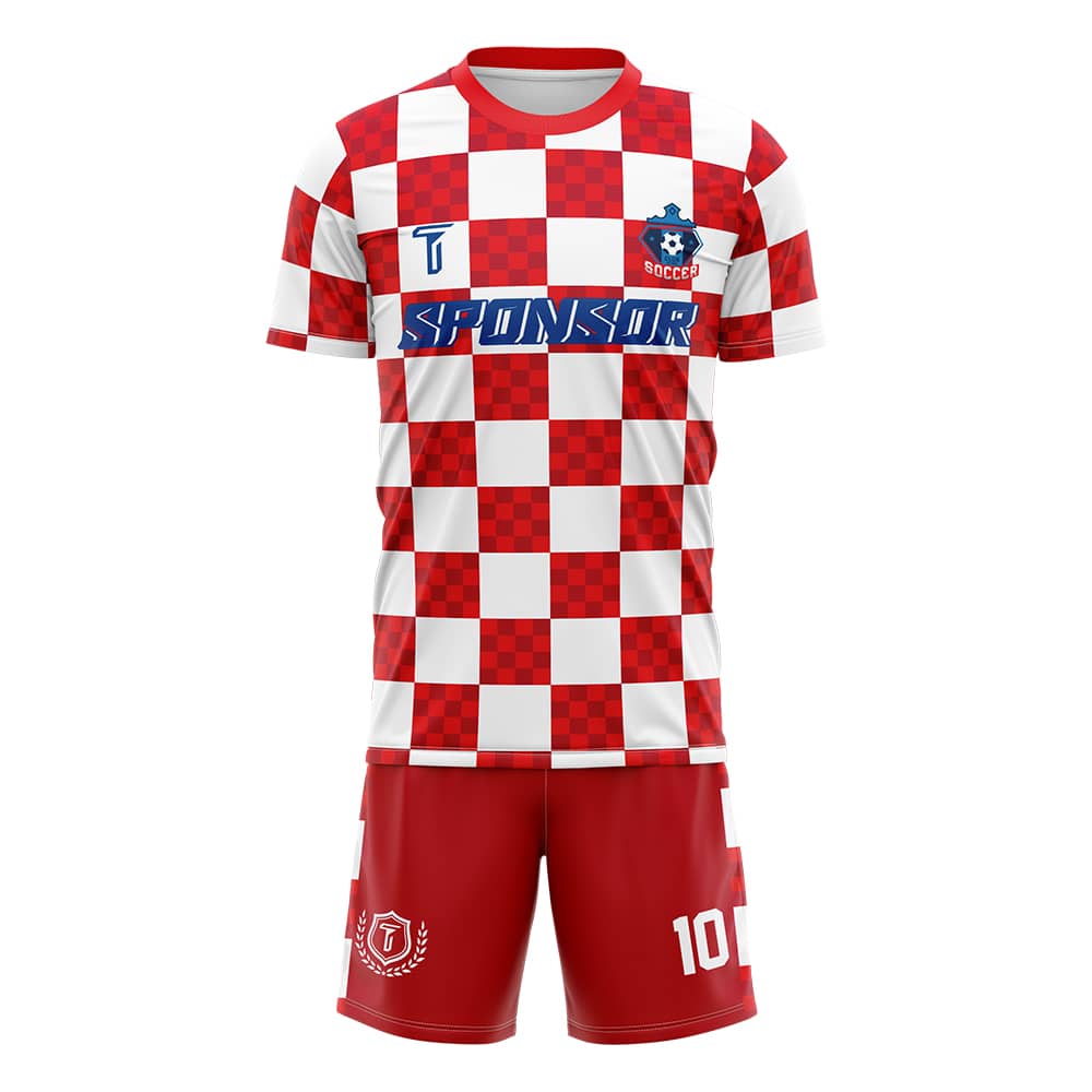 Checkerboard Custom Team Soccer Jersey Uniform Set
