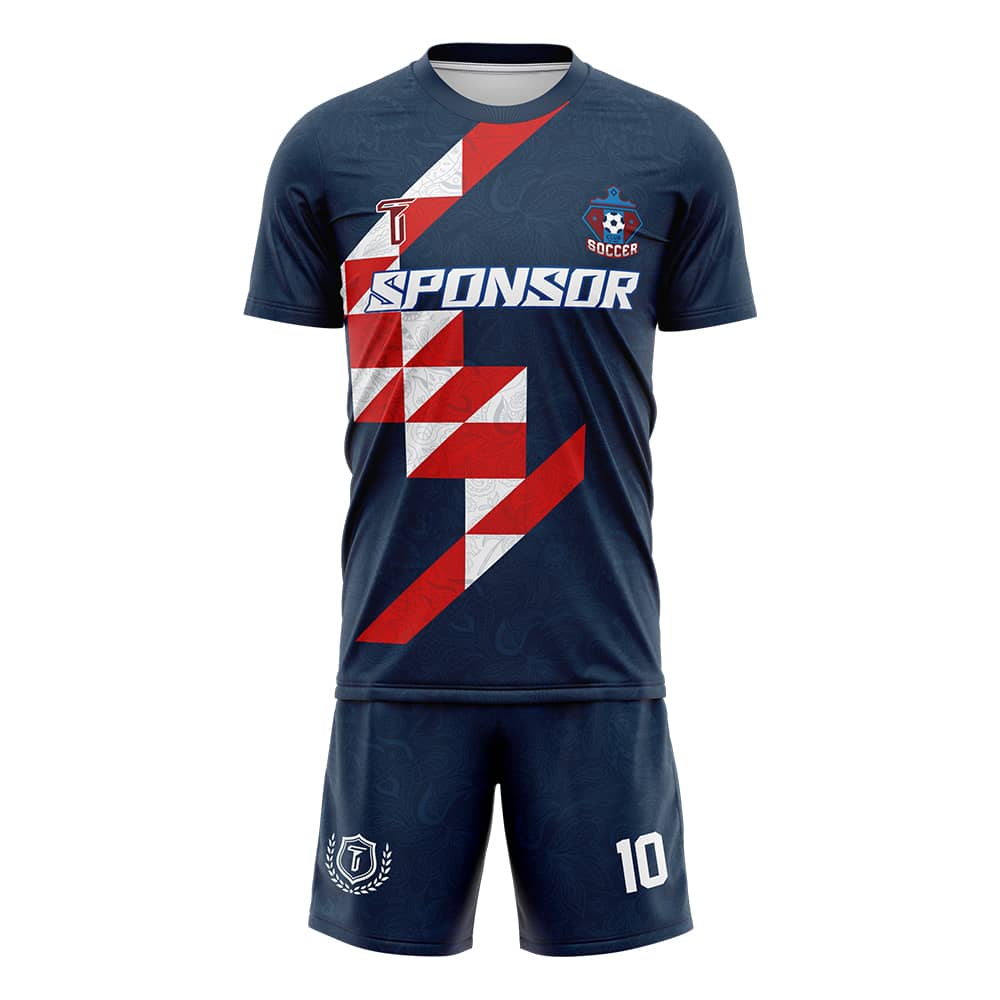 Checkered Blue Custom Team Soccer Jersey Uniform Set